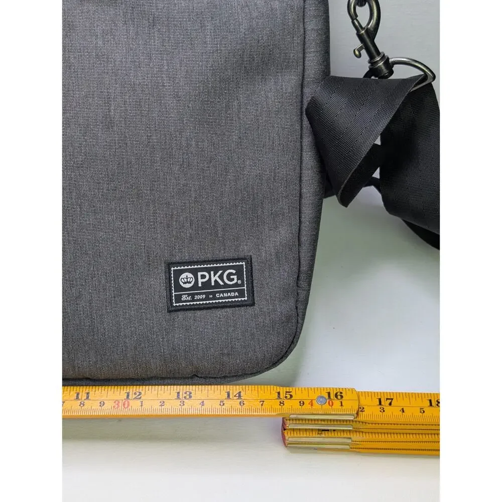 PKG Canada Laptop Messenger Bag Gray Tan Briefcase Shoulder Strap Travel Work